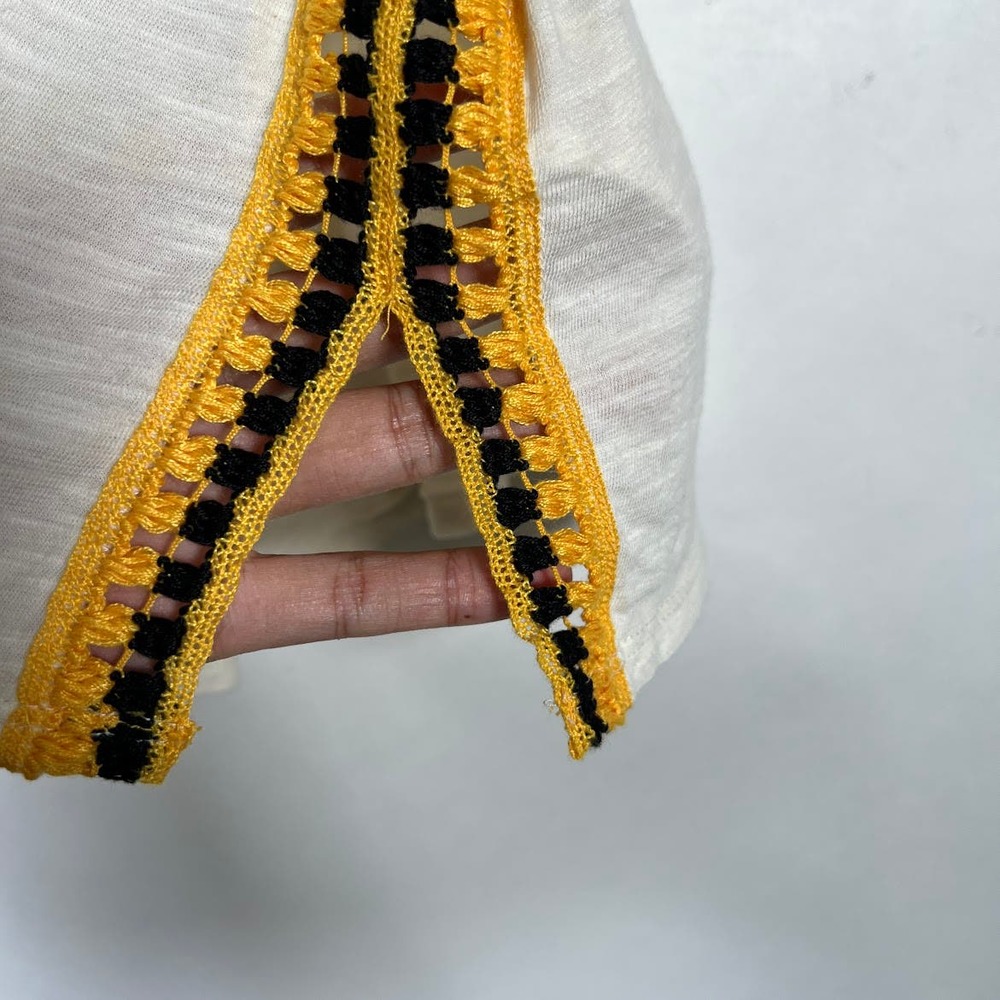 We The Free People Bora Bora Crochet Racerback Tank Top XS Cream Yellow Black - Picture 5 of 8